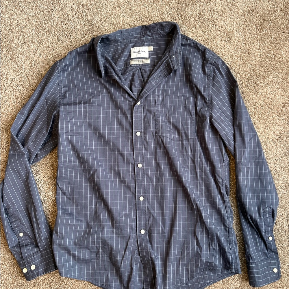Goodfellow & Co Men's Navy Windowpane Button-Up Shirt